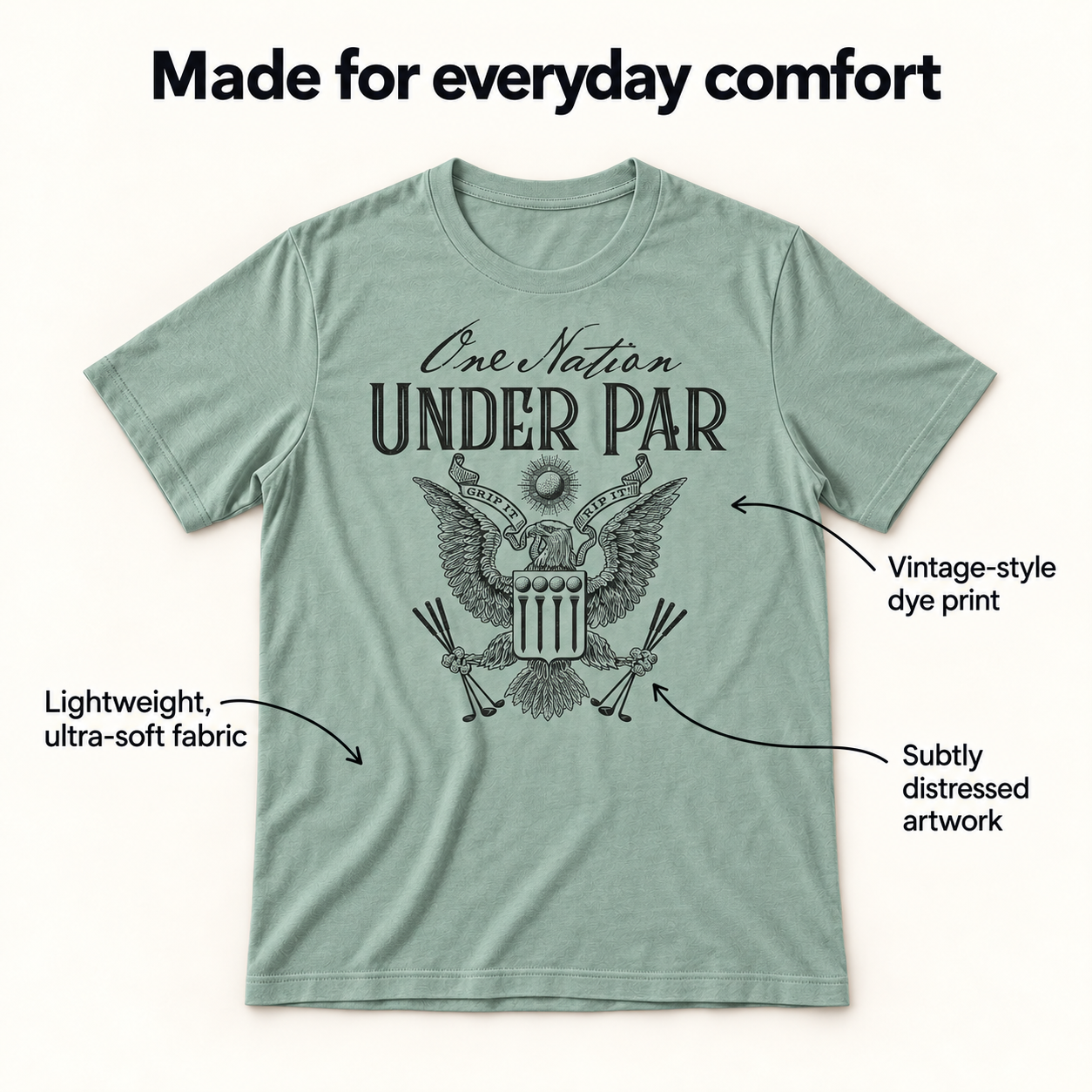 One Nation Under Par tri-blend tee details