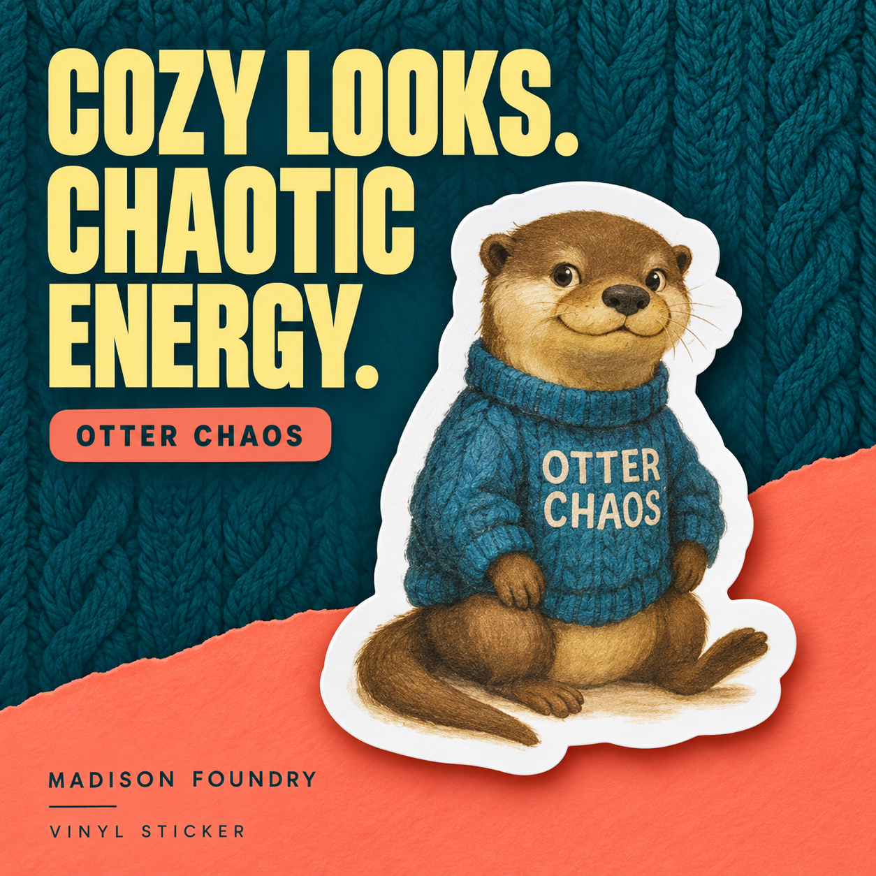 Cozy Looks Chaotic Energy Otter Chaos sticker