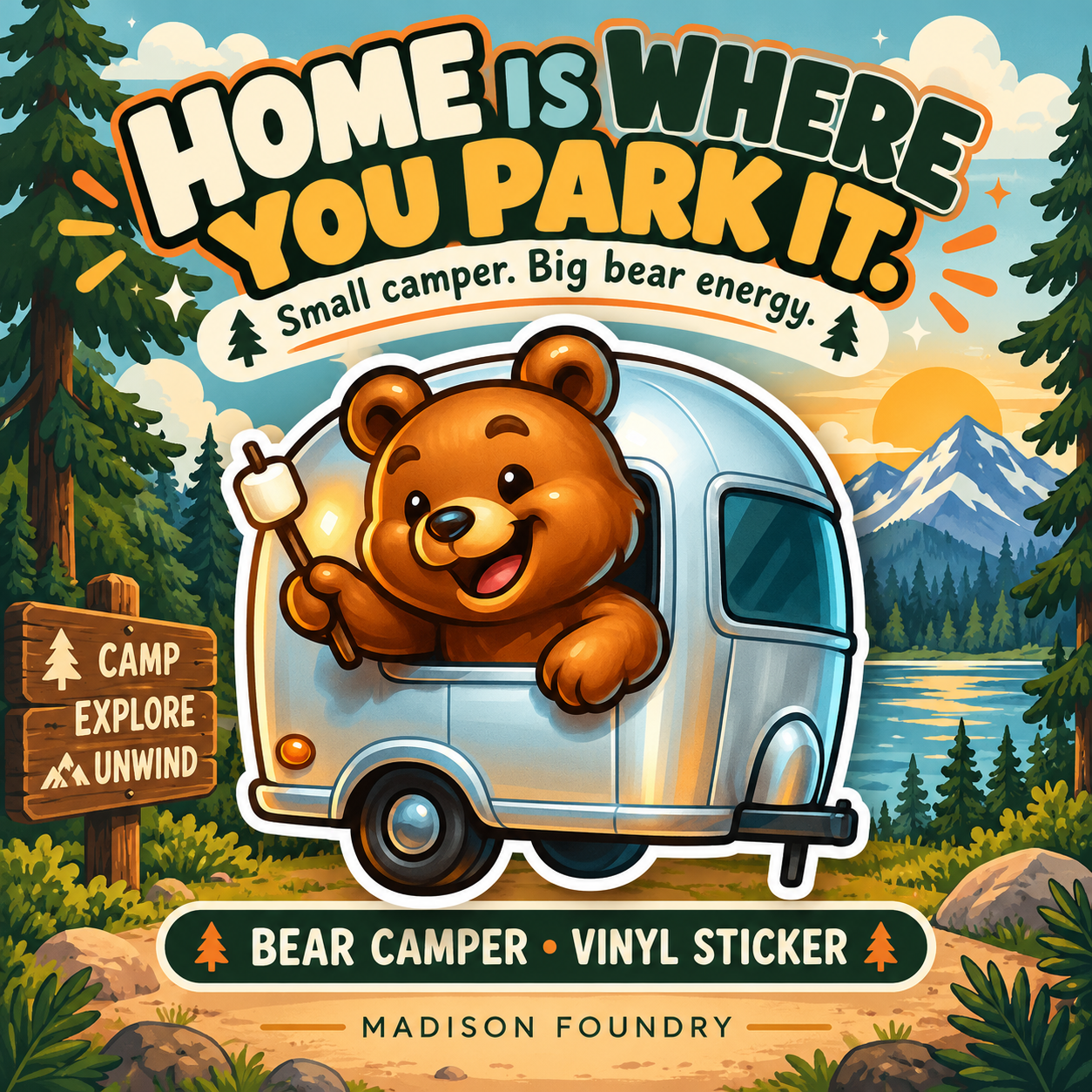 Bear Camper vinyl sticker — hero slide