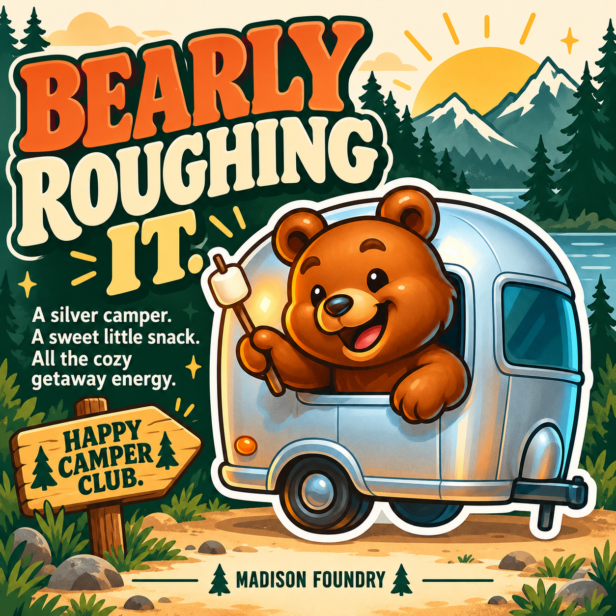Bear Camper vinyl sticker — personality slide