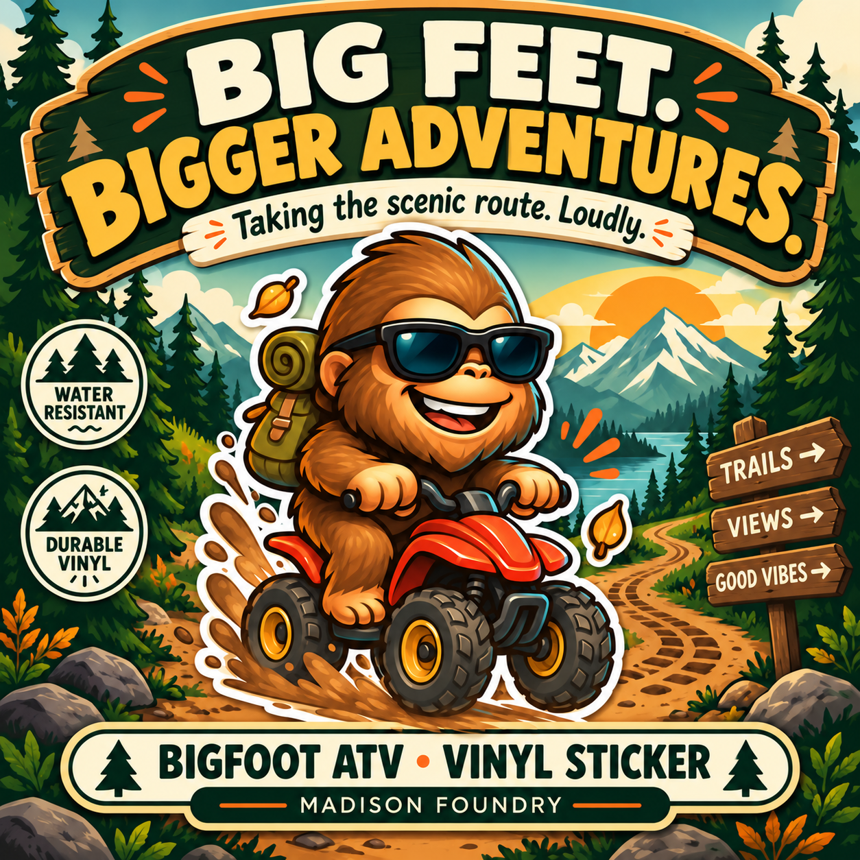 Bigfoot ATV vinyl sticker — hero slide
