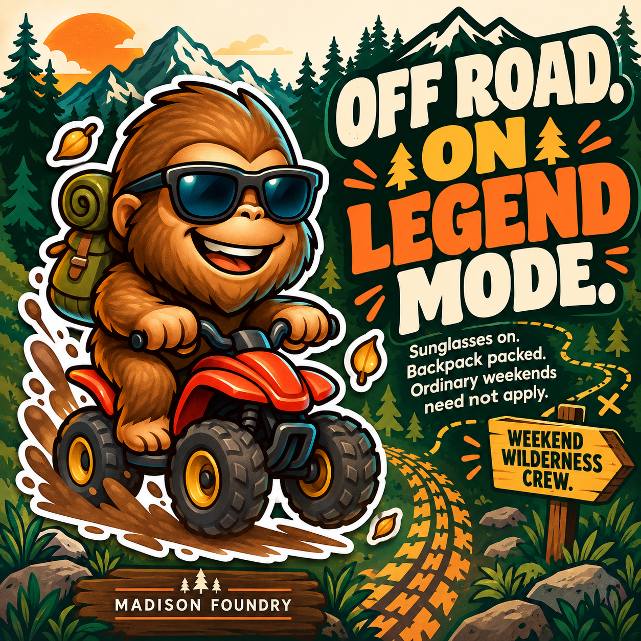 Bigfoot ATV vinyl sticker — personality slide