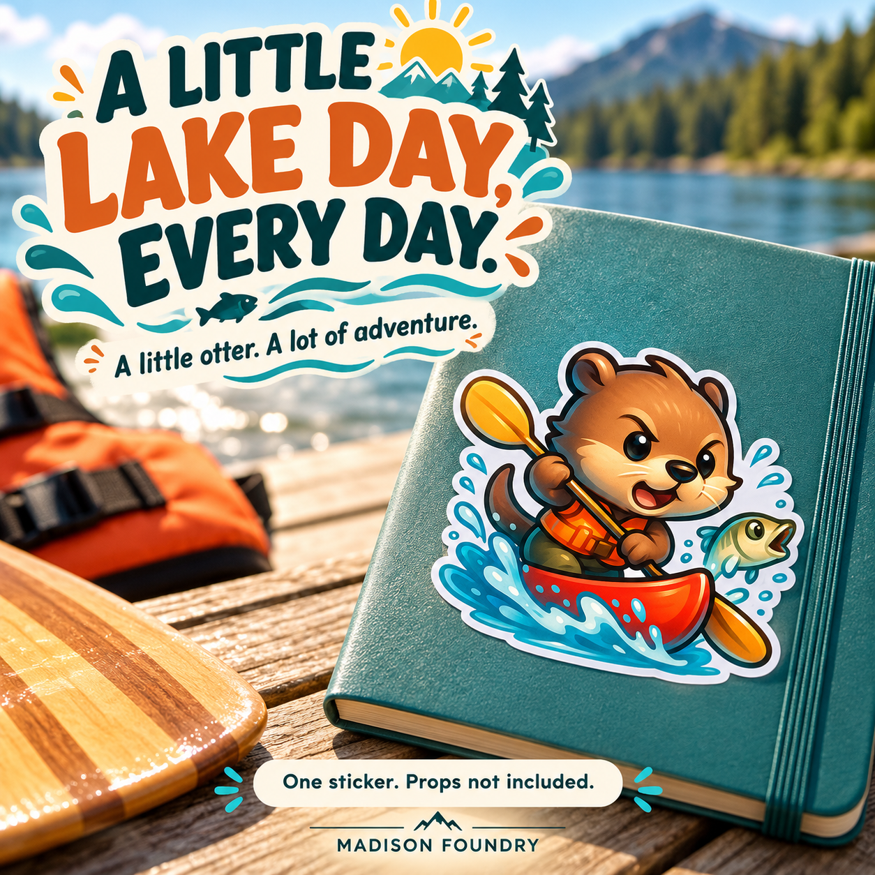 Otter Canoe vinyl sticker — lifestyle slide