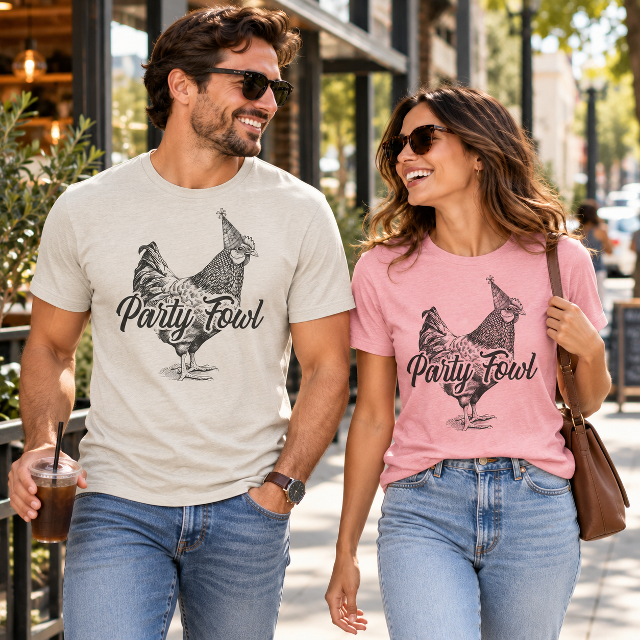 Party Fowl tri-blend tee lifestyle