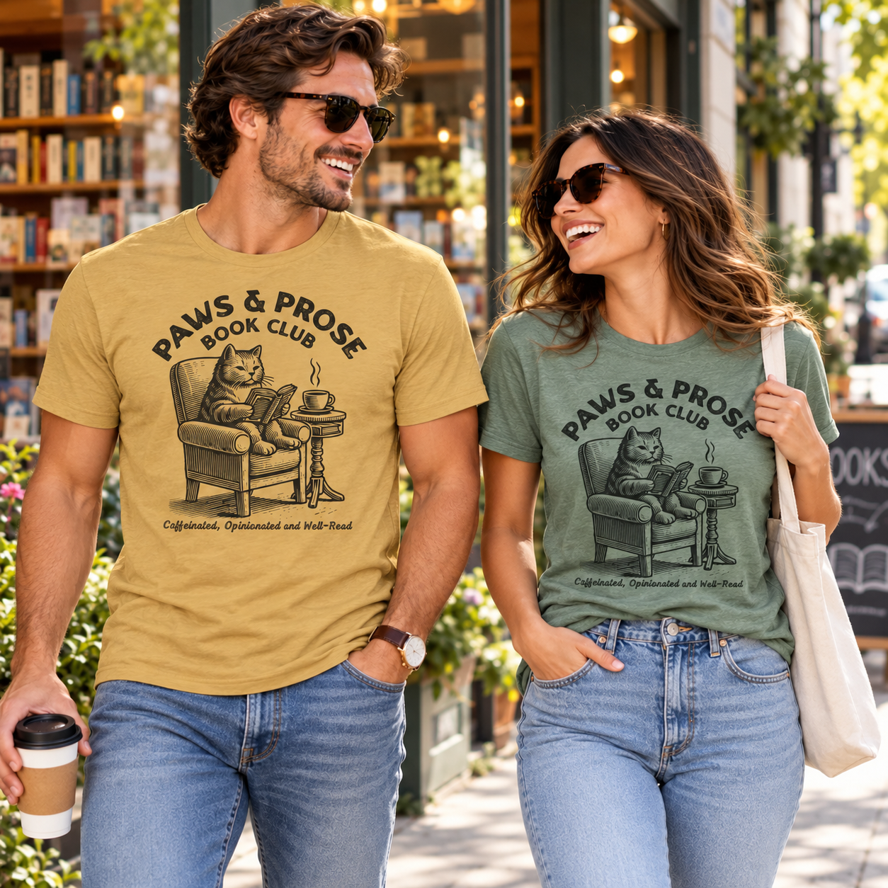 Paws and Prose Book Club tri-blend tee lifestyle