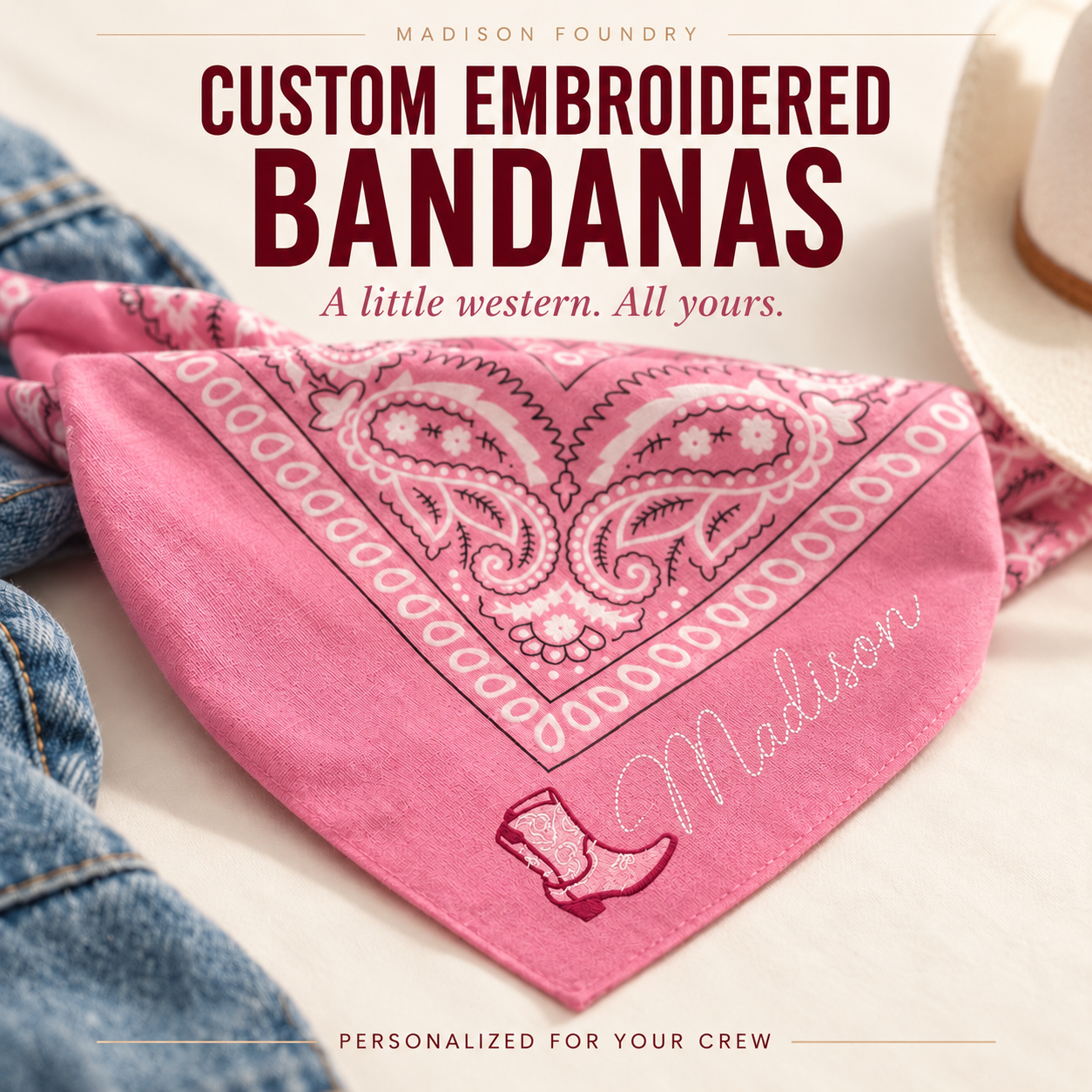 Diagonal Madison boot embroidery
