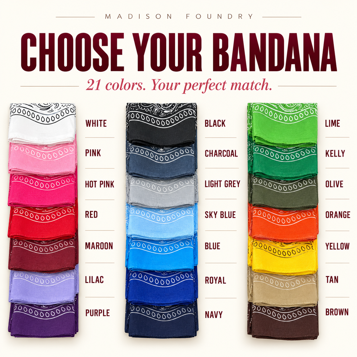 Choose your perfect bandana color
