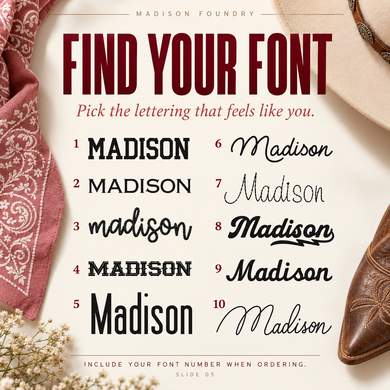 Find your font for western bandanas