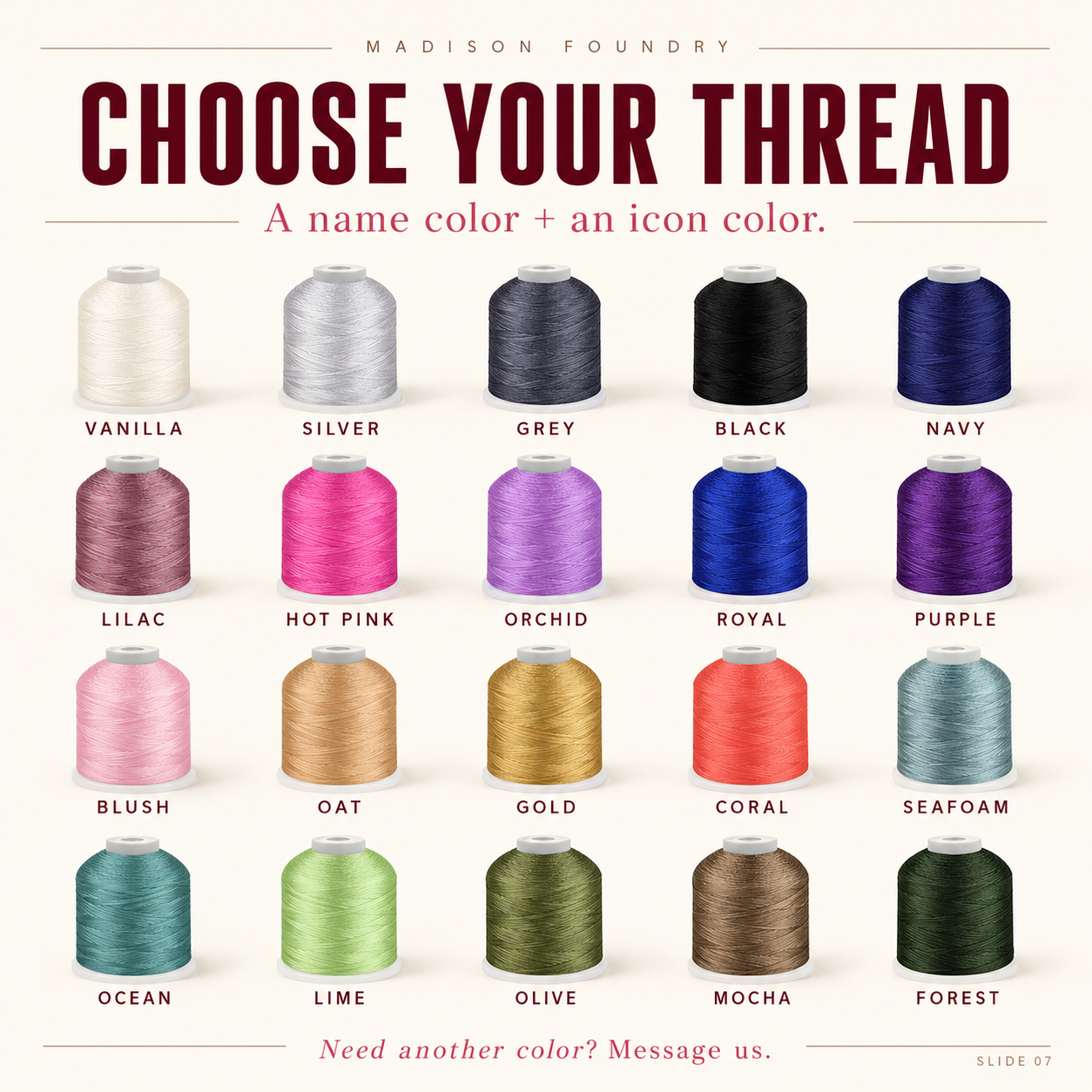 Personalized Western Bandana Thread Color Chart