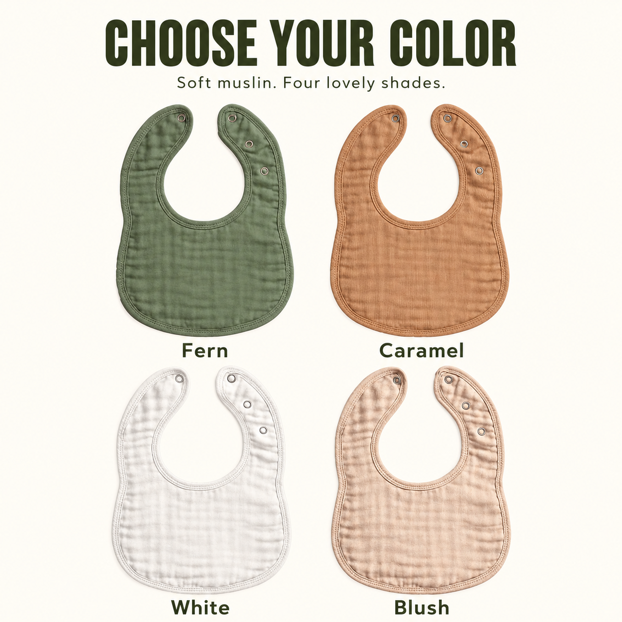 Four Madison Foundry Bib Colors