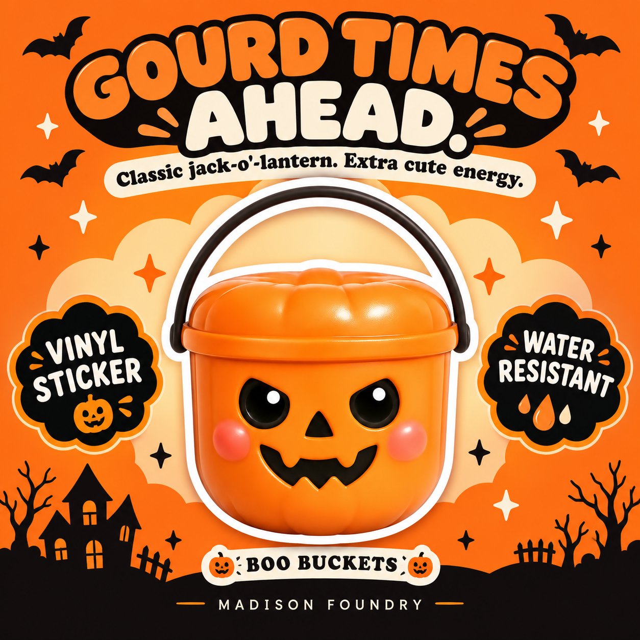 Pumpkin Boo Bucket vinyl sticker hero listing slide