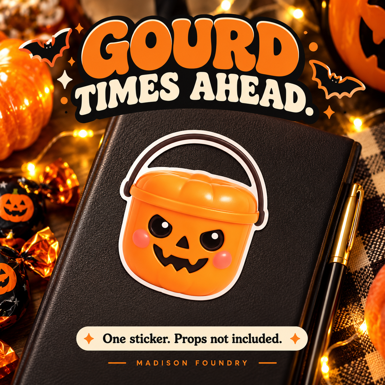 Pumpkin Boo Bucket vinyl sticker lifestyle listing slide