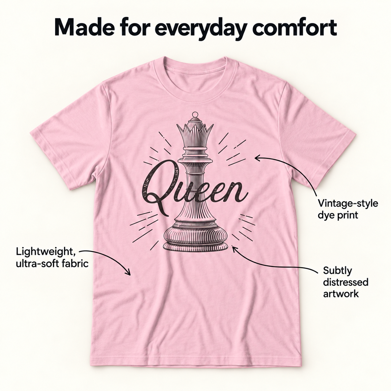 Queen tri-blend tee details