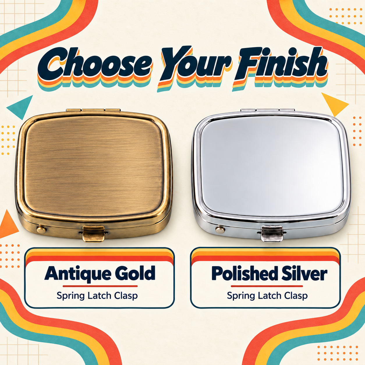 Antique Gold and Polished Silver finishes