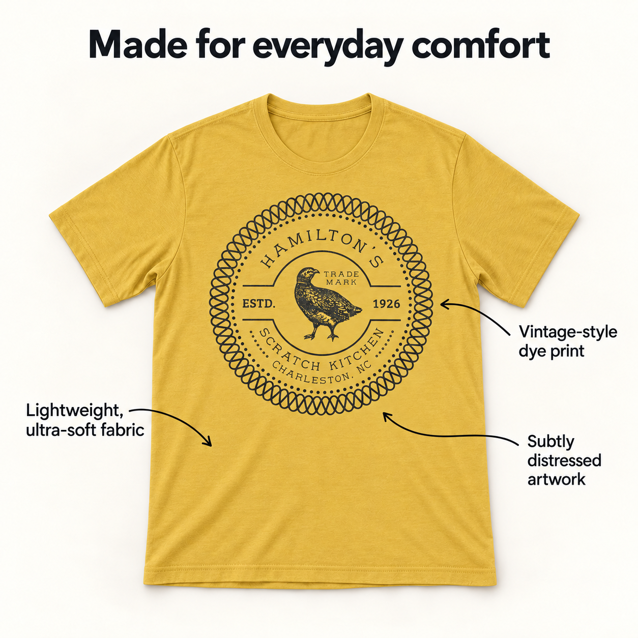 Scratch Kitchen tri-blend tee details