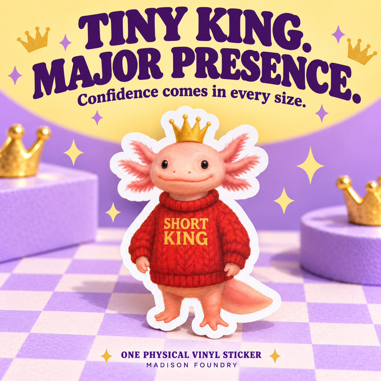 Tiny King Major Presence — axolotl sticker spotlight