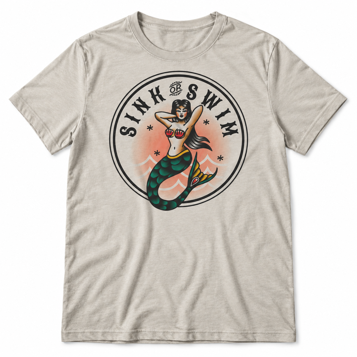 Sink or Swim mermaid tri-blend tee in Concrete