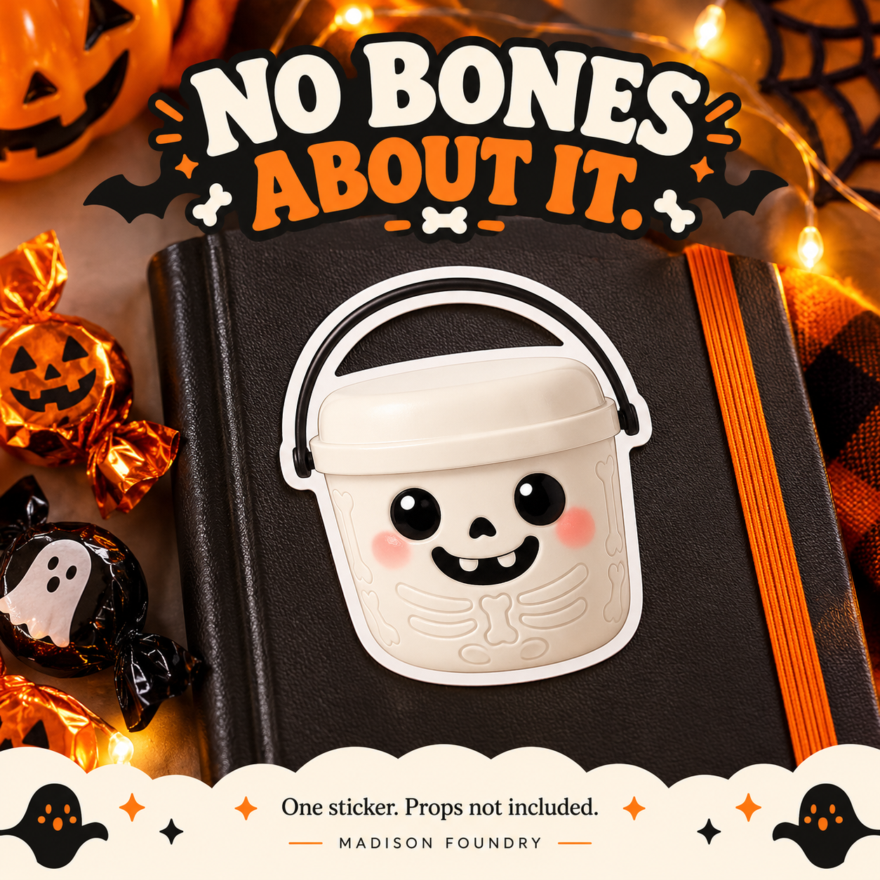 Skeleton Boo Bucket vinyl sticker lifestyle listing slide