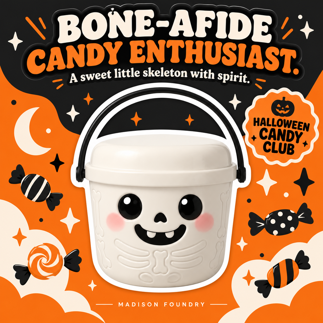 Skeleton Boo Bucket vinyl sticker personality listing slide