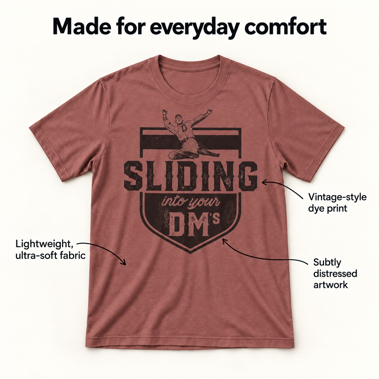 Sliding Into Your DMs tri-blend fabric and print details