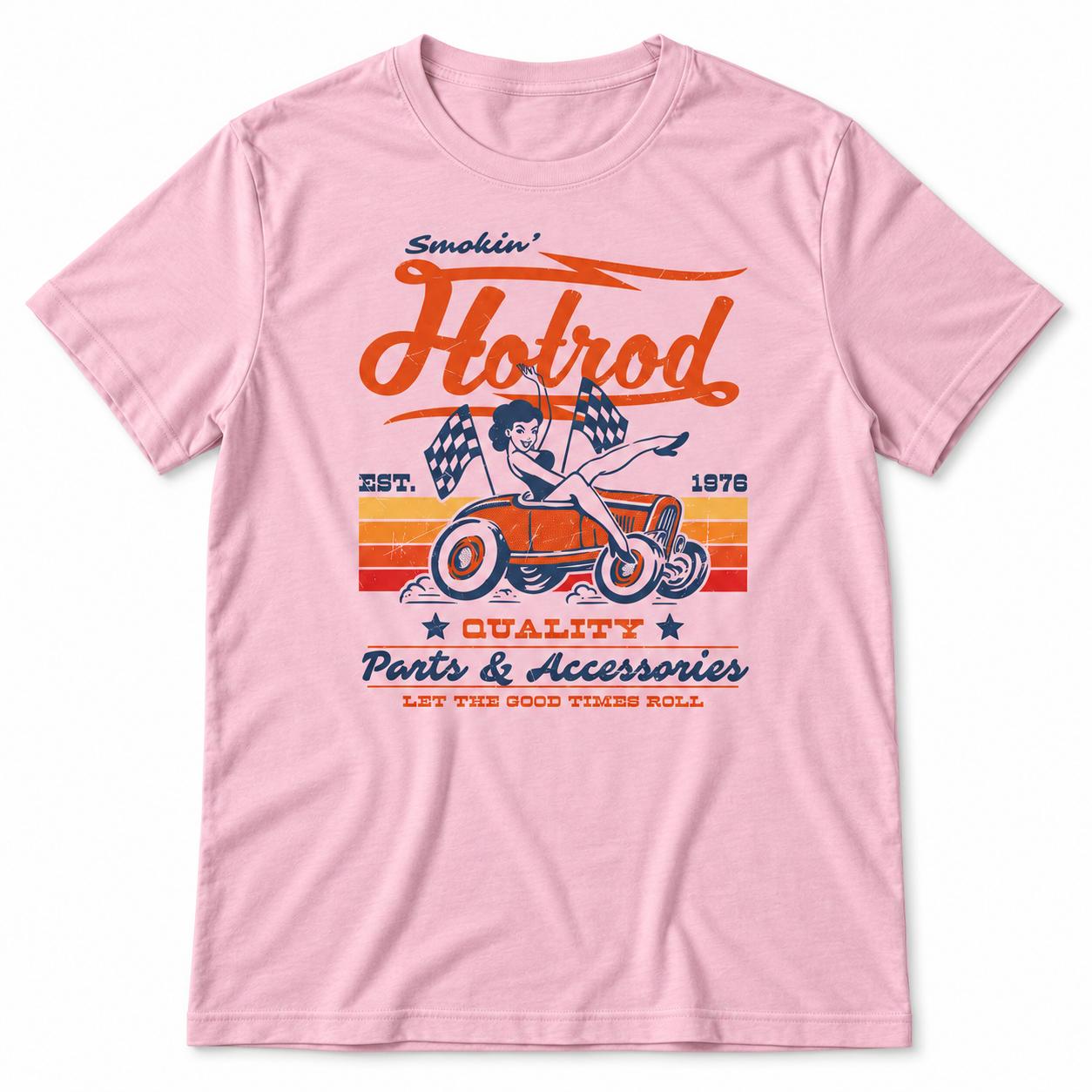 Smoking Hot Rod tri-blend tee in Pink