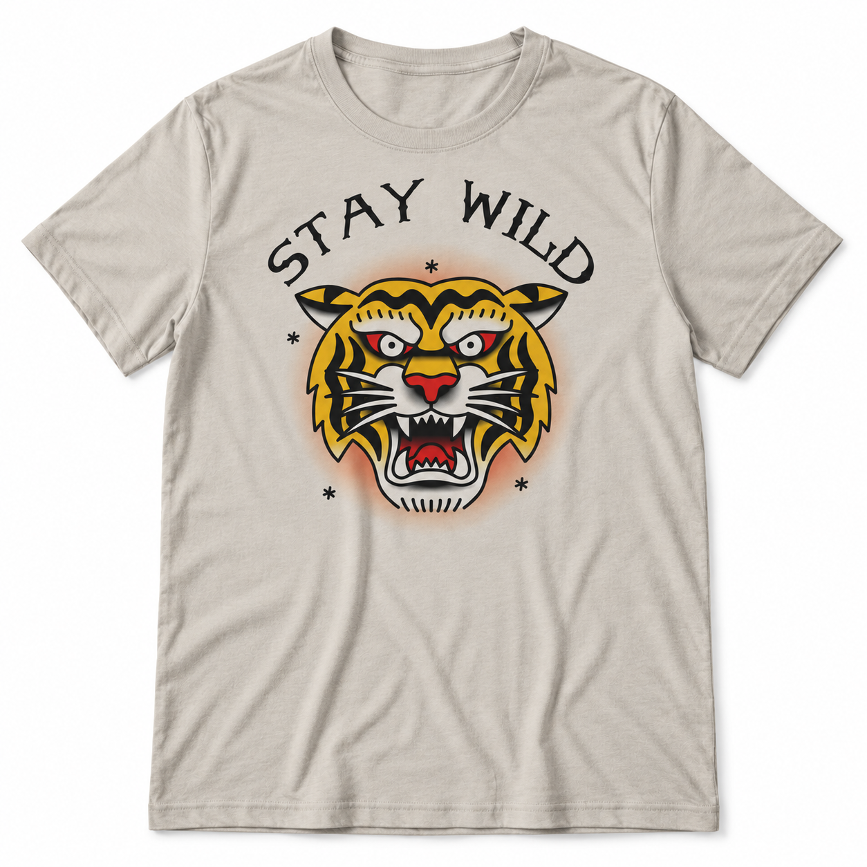 Stay Wild tiger tri-blend tee in Concrete