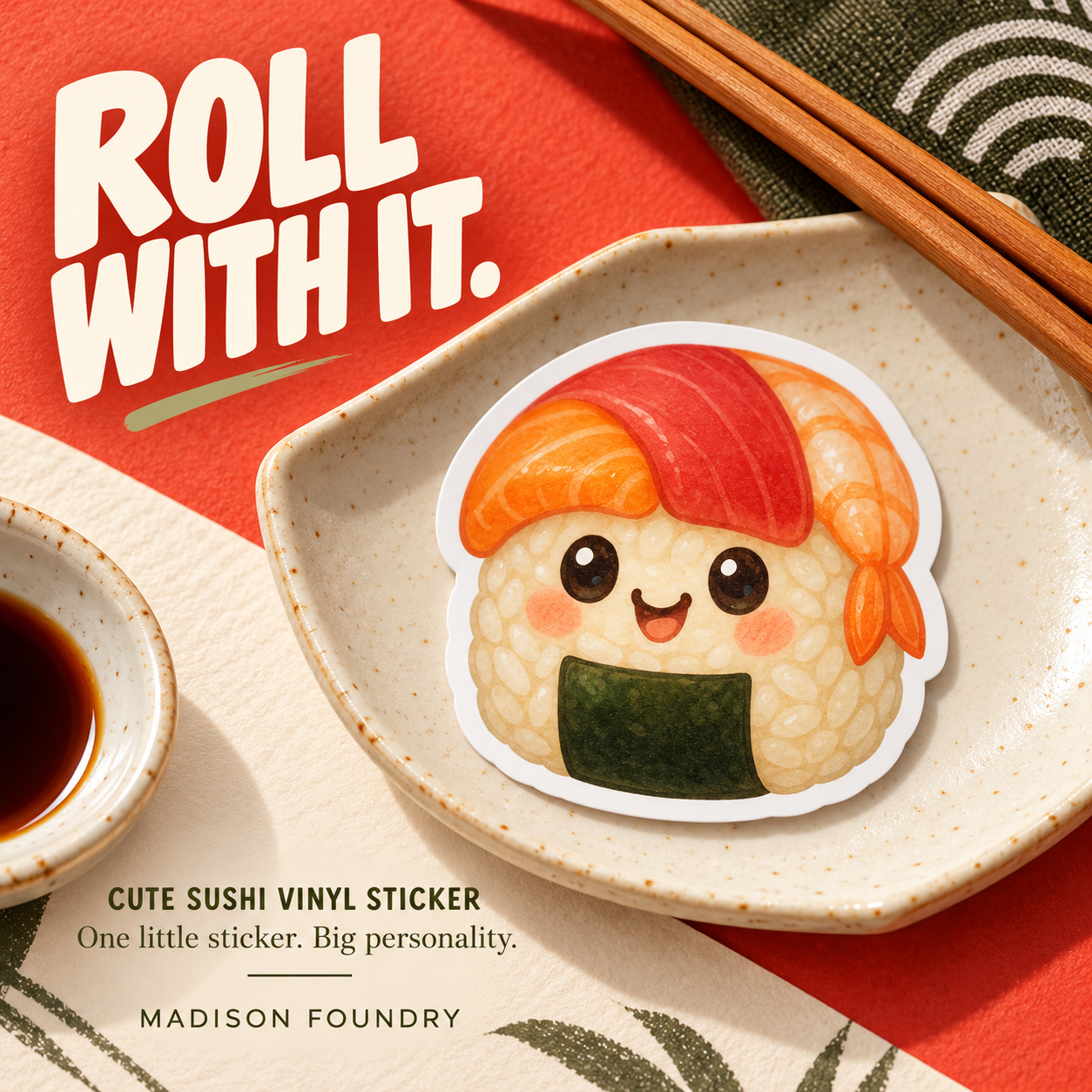 Roll With It — sushi sticker