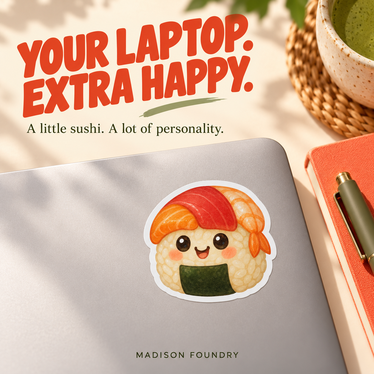 Your Laptop Extra Happy — sushi sticker