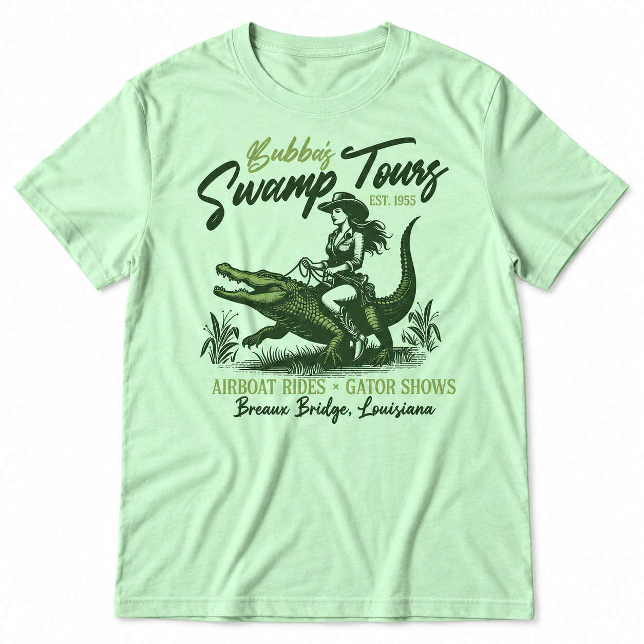 Swamp Tours Pin-Up tri-blend tee in Mint Green