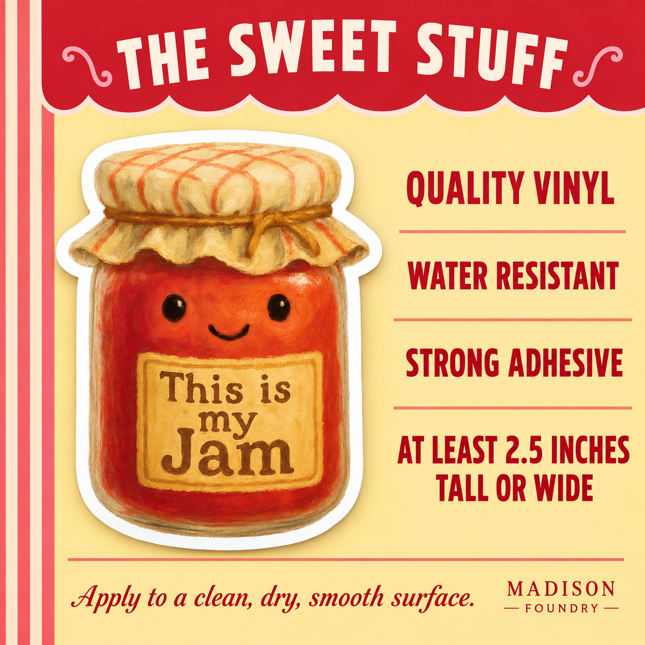 Jam jar vinyl sticker specifications