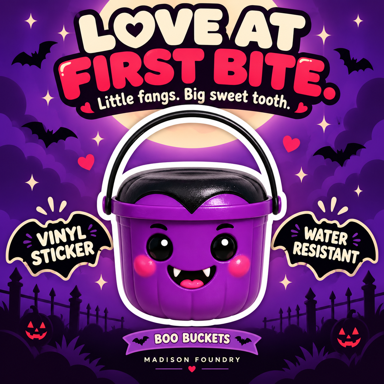 Vampire Boo Bucket vinyl sticker hero listing slide