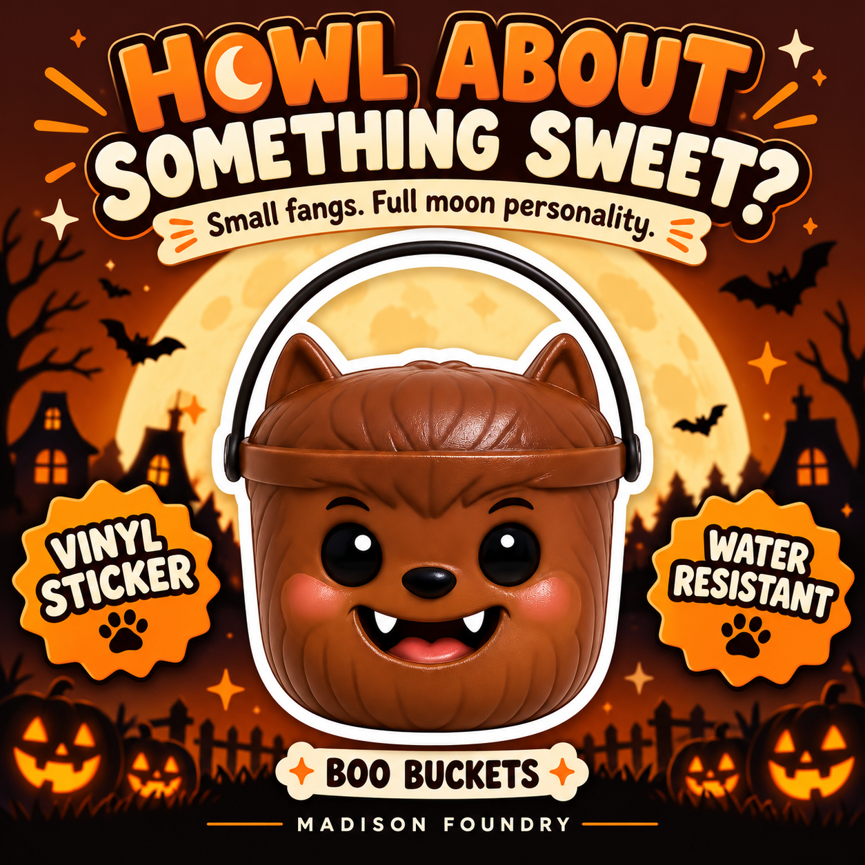Werewolf Boo Bucket vinyl sticker hero listing slide