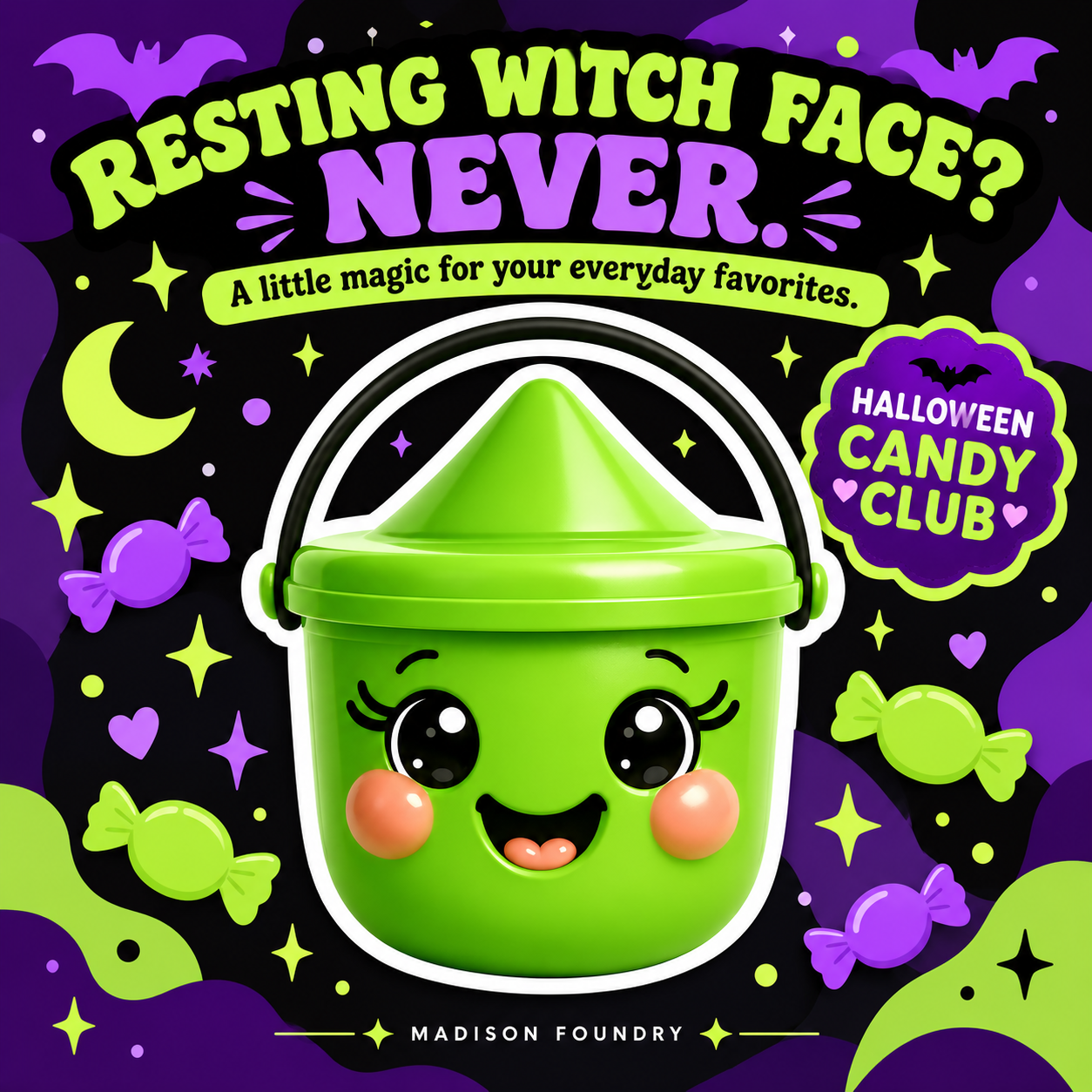 Witch Boo Bucket vinyl sticker personality listing slide
