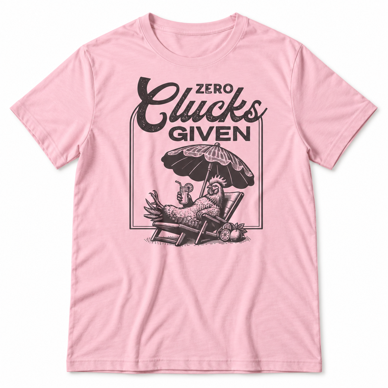 Zero Clucks Given chicken tri-blend tee in Pink